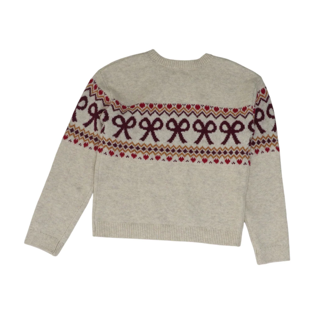 Beige Print Pullover Sweater - Image 2