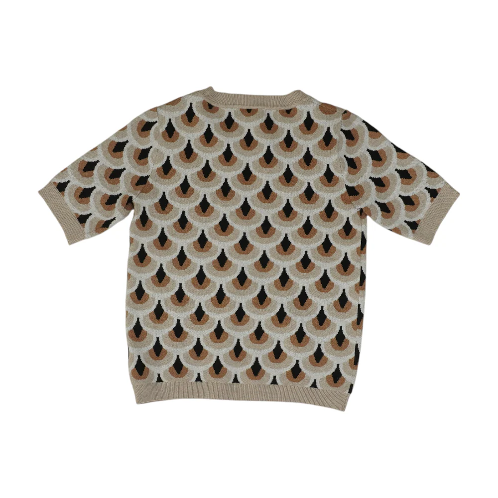Beige Abstract Pullover Sweater - Image 2