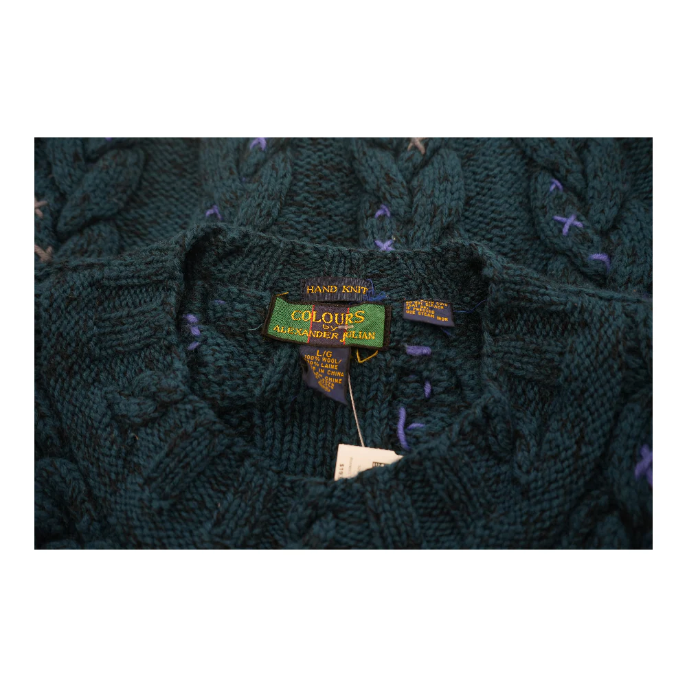 Vintage Teal Wool Sweater - Image 3