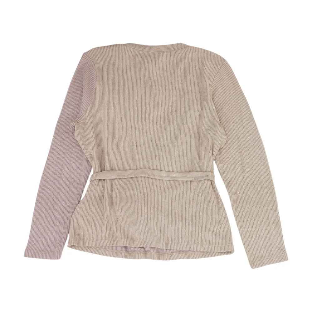 Beige Color Block Pullover Sweater - Image 2