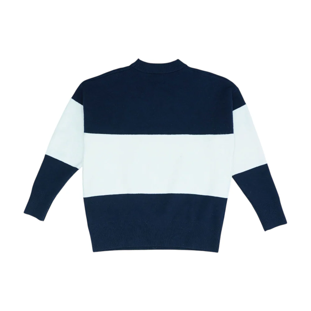 Navy Color Block Pullover Sweater - Image 2