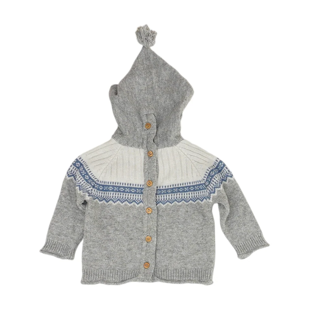Gray Color Block Pullover Sweater - Image 2