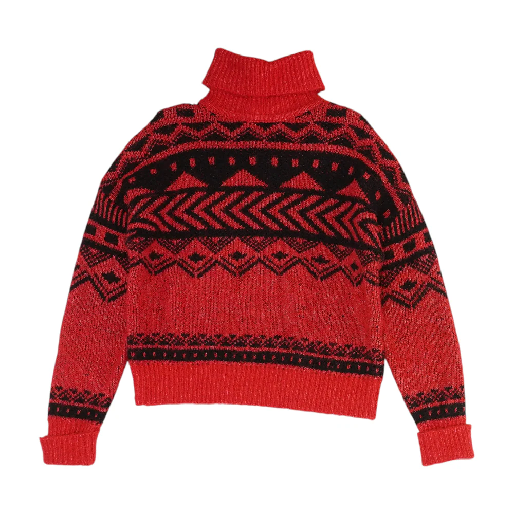 Red Graphic Pullover Sweater