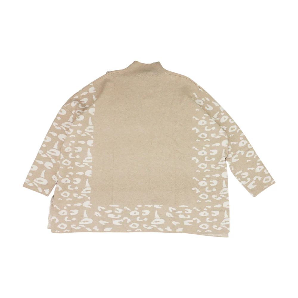 Beige Plus Animal Print Pullover Sweater - Image 2