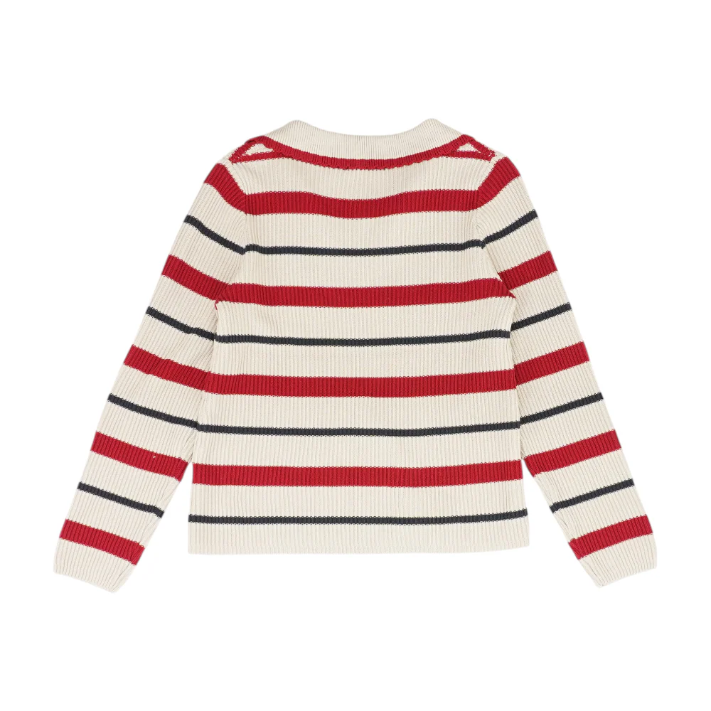 Beige Striped Pullover Sweater - Image 2
