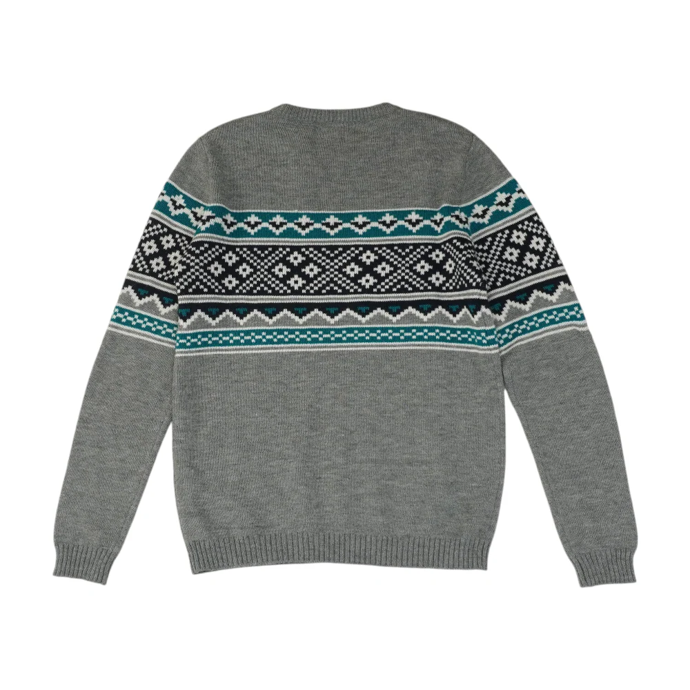 Gray Abstract Pullover Sweater - Image 2
