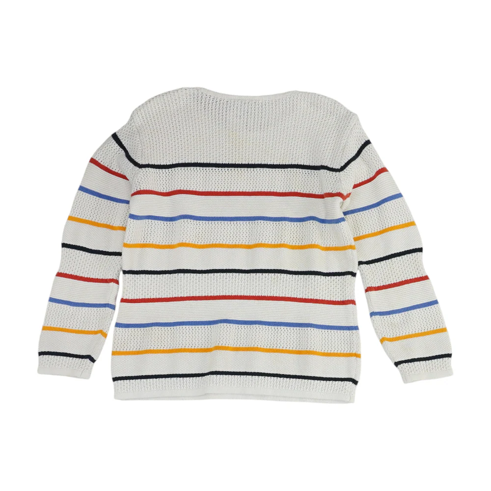Vintage White Striped Pullover Sweater - Image 2