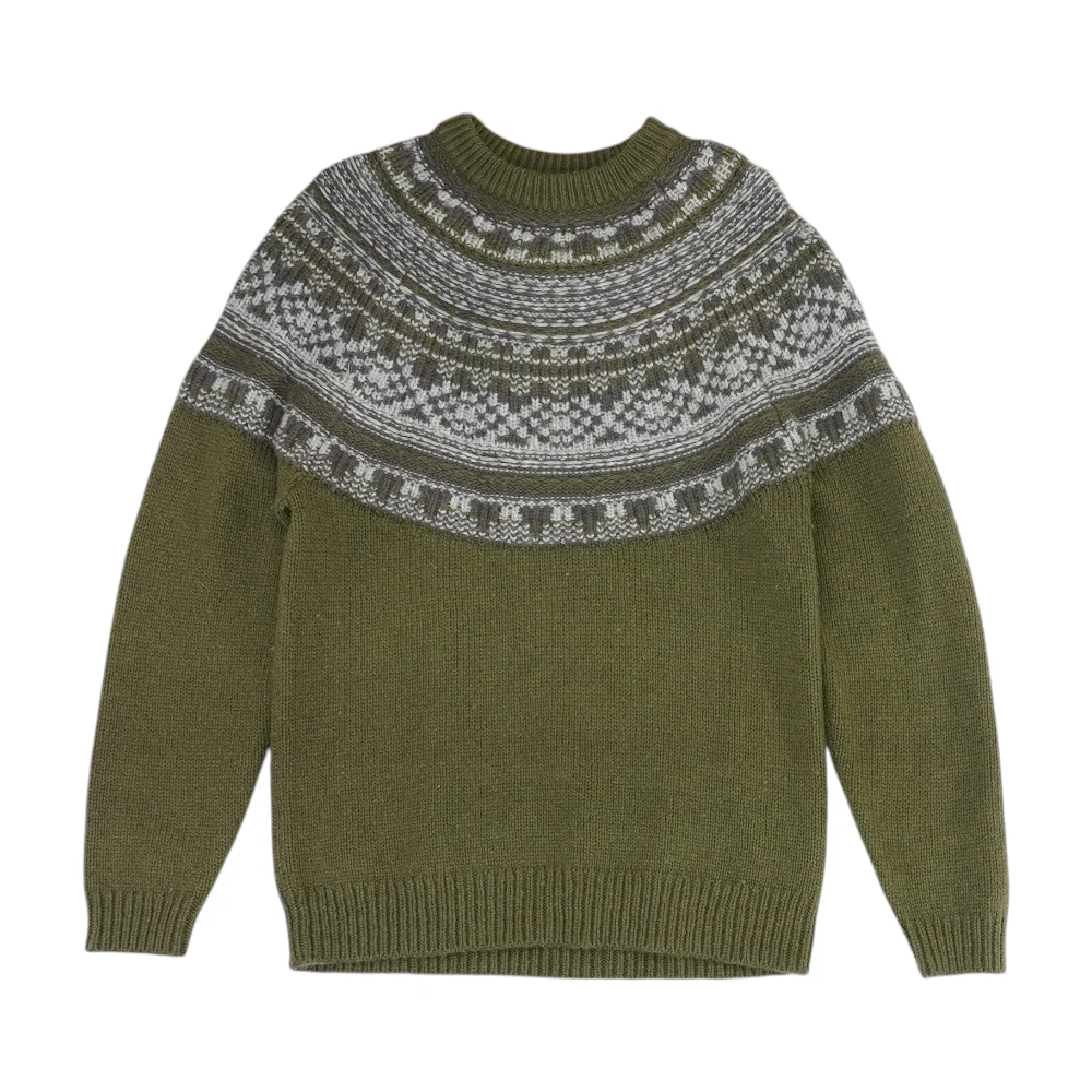 Green Print Pullover Sweater