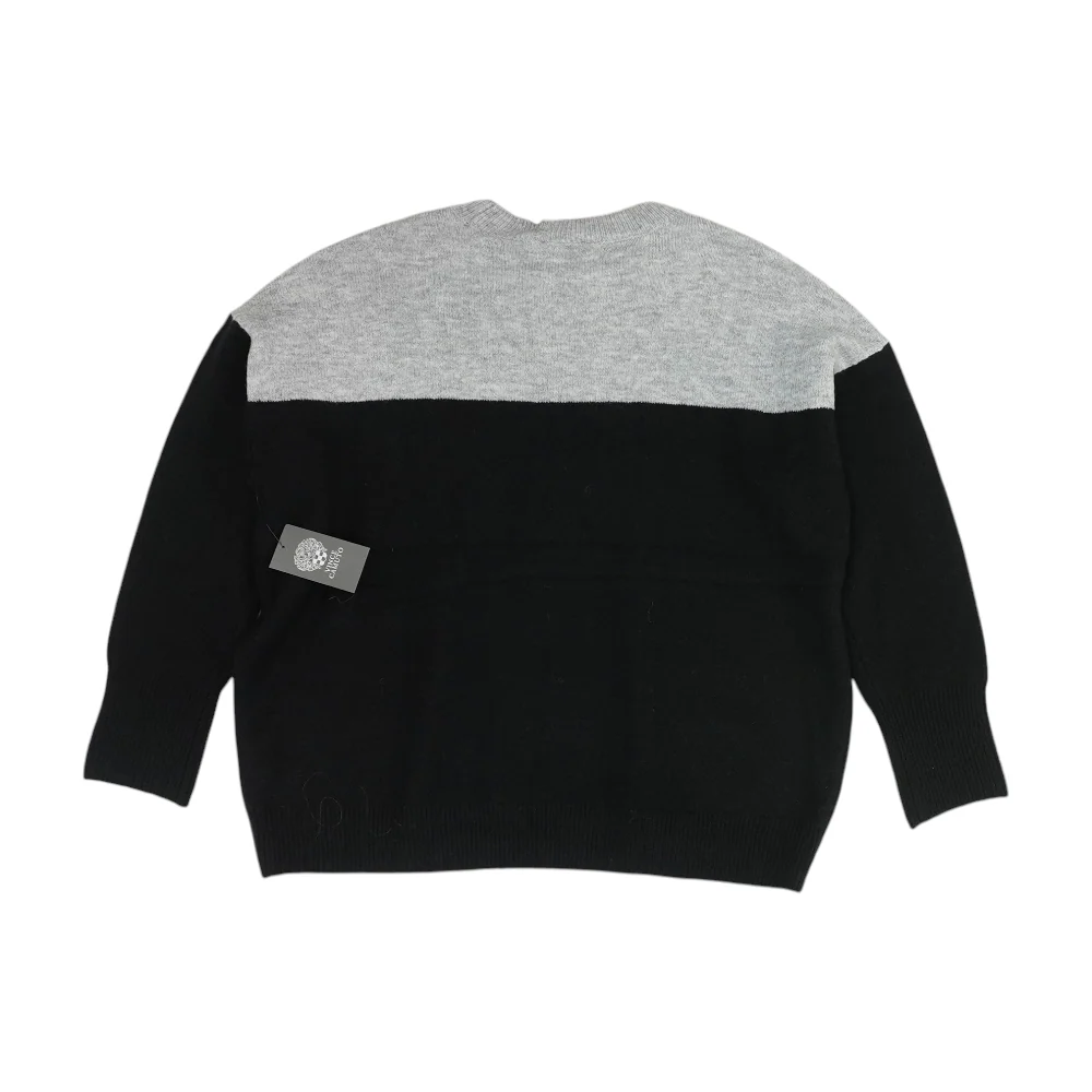Black Color Block Pullover Sweater - Image 2