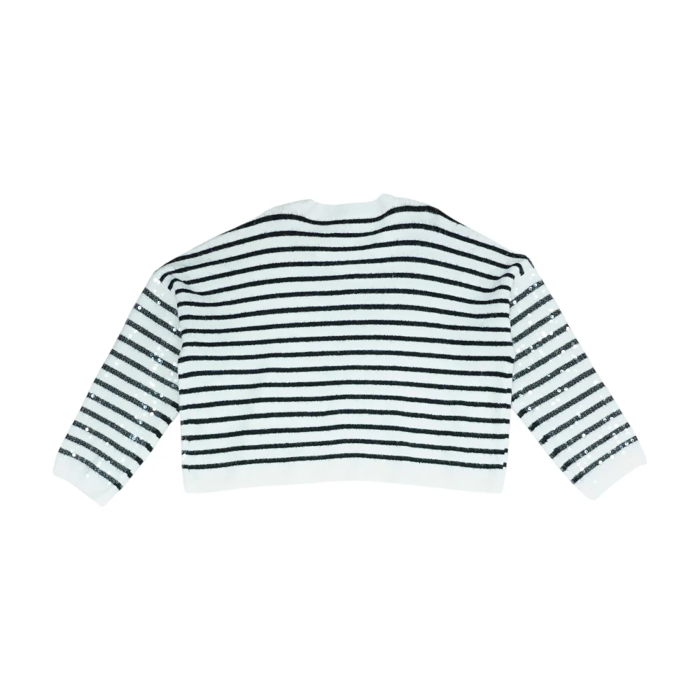 White Striped Pullover Sweater - Image 2