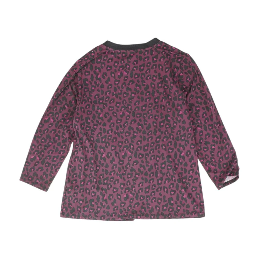 Purple Animal Print 3/4 Sleeve Blouse - Image 2