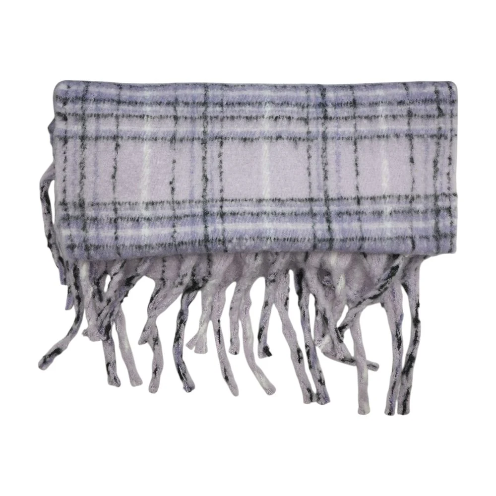 Purple Plaid Polyester Scarf - Image 2