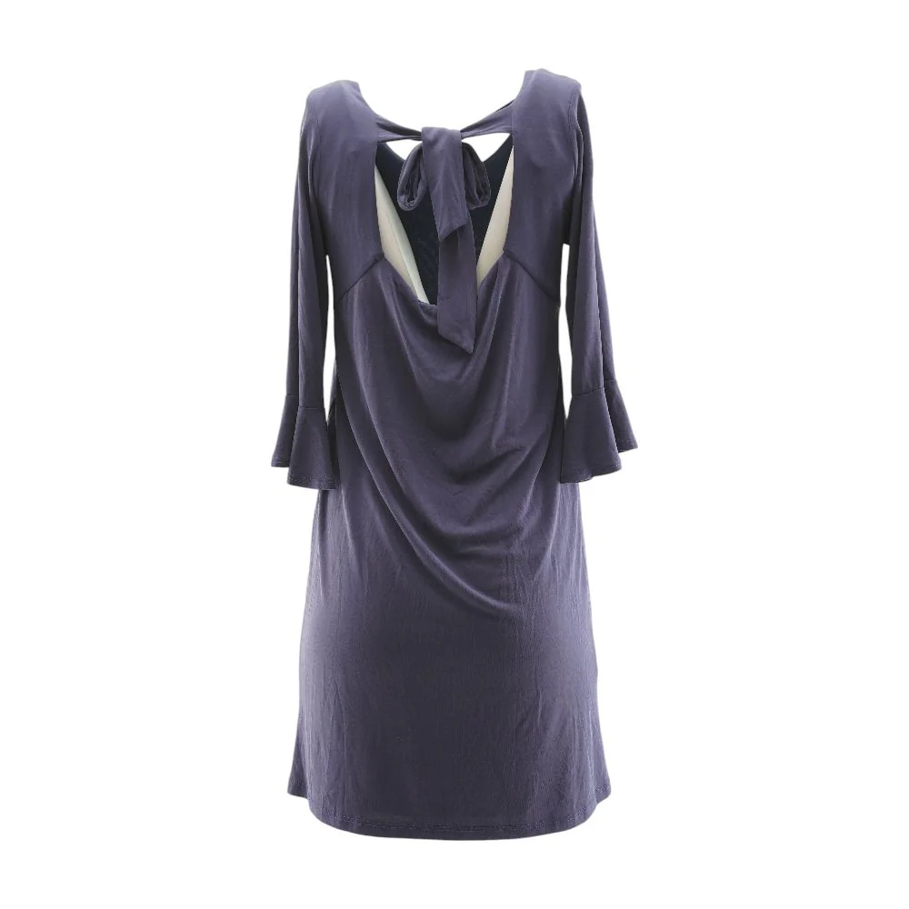 Purple Solid Midi Dress - Image 2