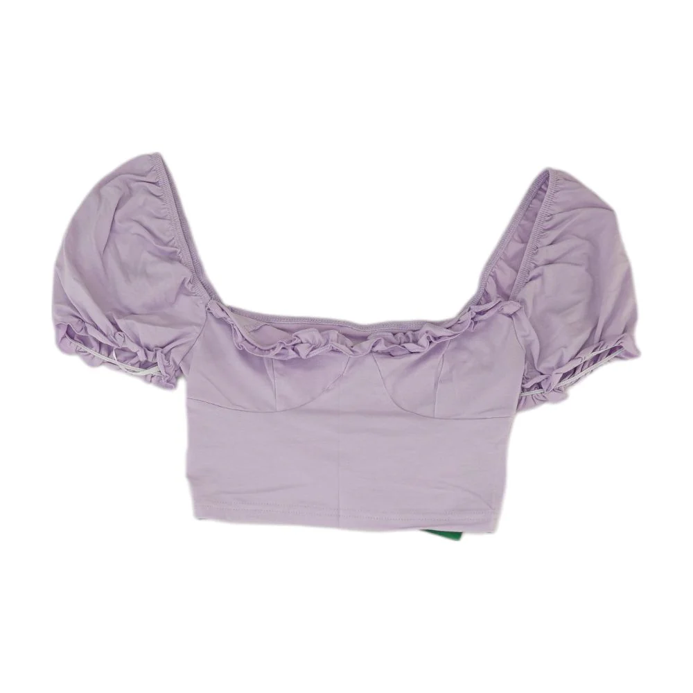 Purple Solid Short Sleeve Blouse