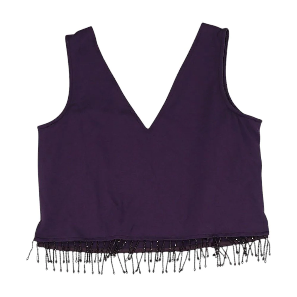 Purple Solid Sleeveless Blouse - Image 2