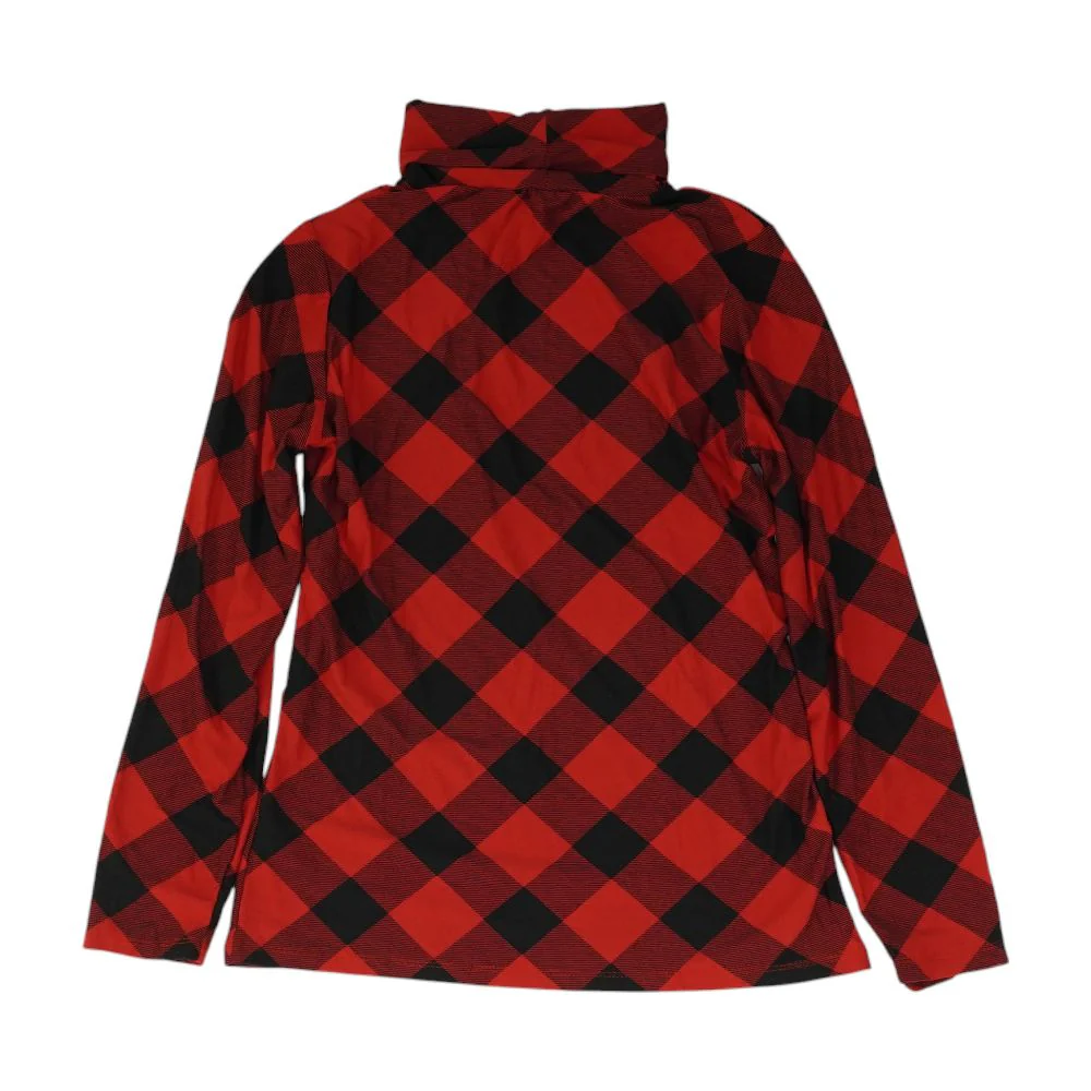 Red Check Turtleneck Knit Top - Image 2