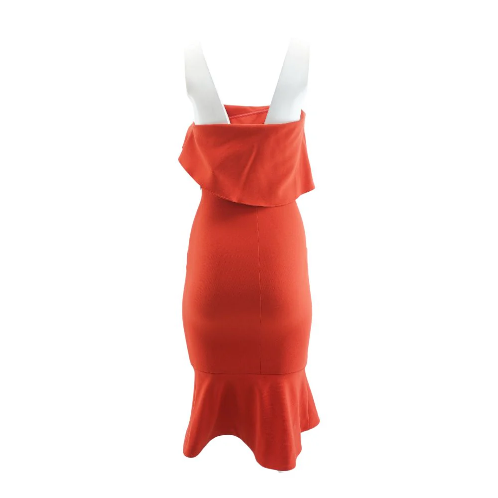 Red Solid Midi Dress - Image 2
