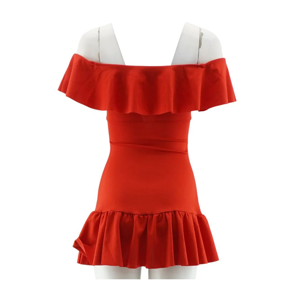 Red Solid Mini Dress - Image 2