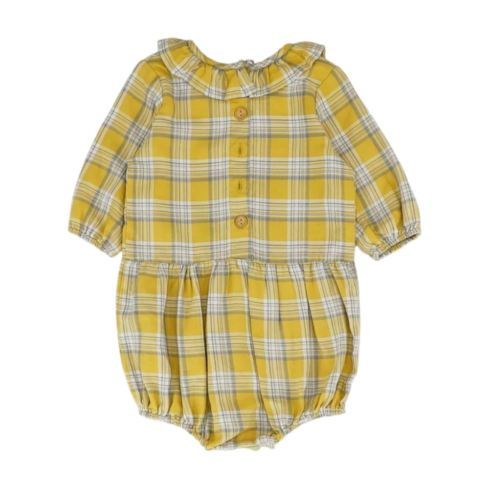 Yellow Plaid Long Sleeve One-Piece - Image 2