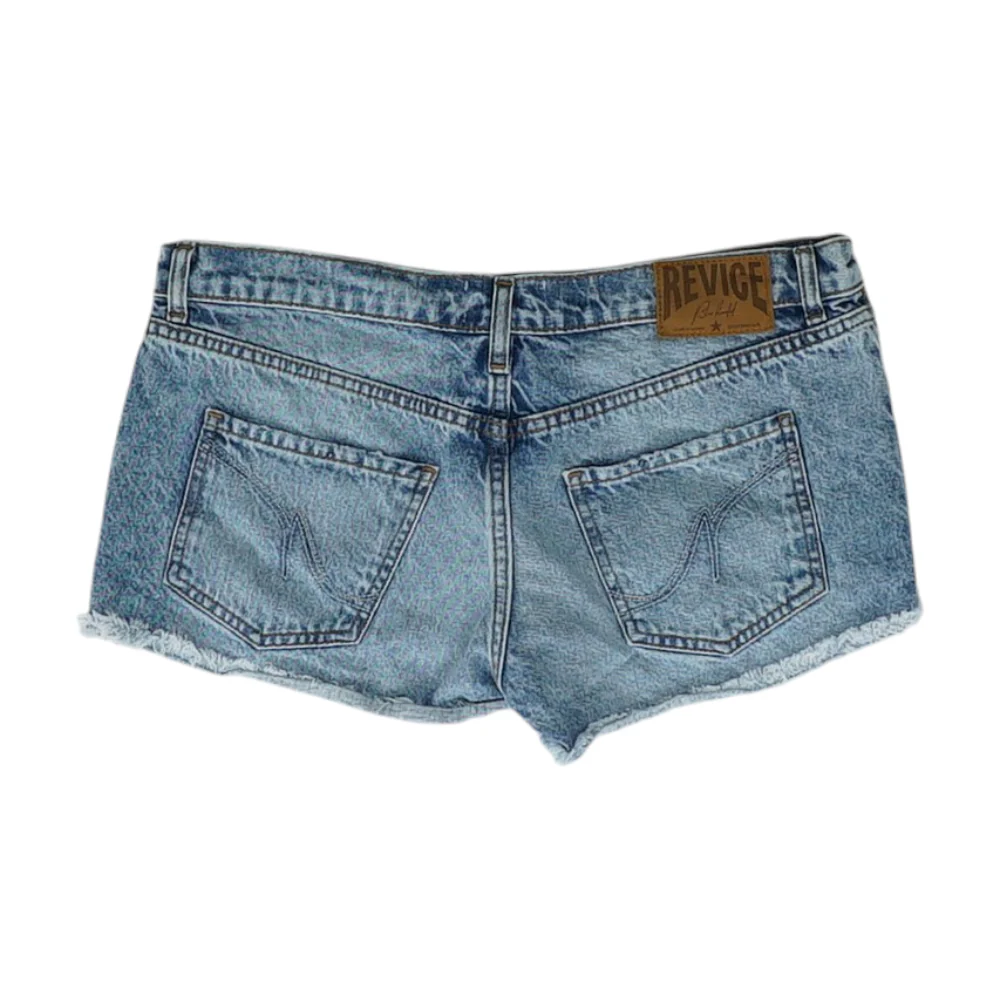Blue Solid Denim Shorts - Image 2