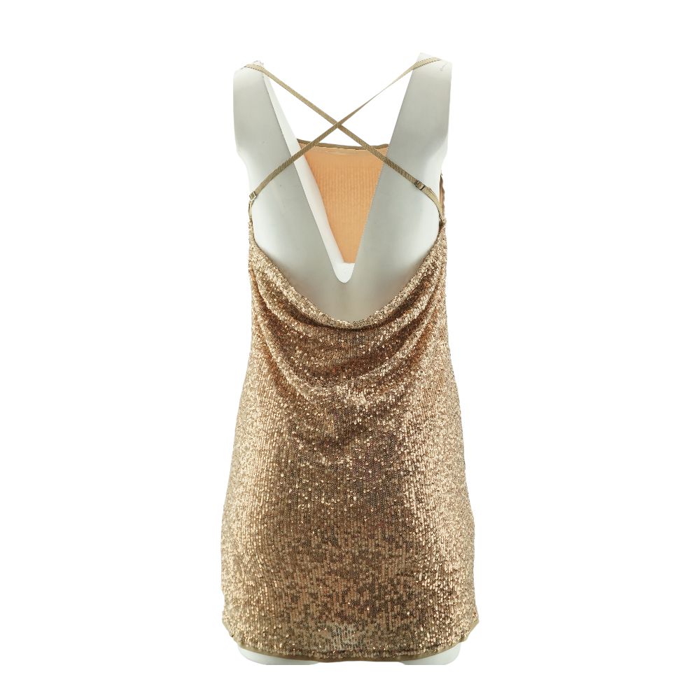 Rose Gold Formal Mini Dress - Image 2