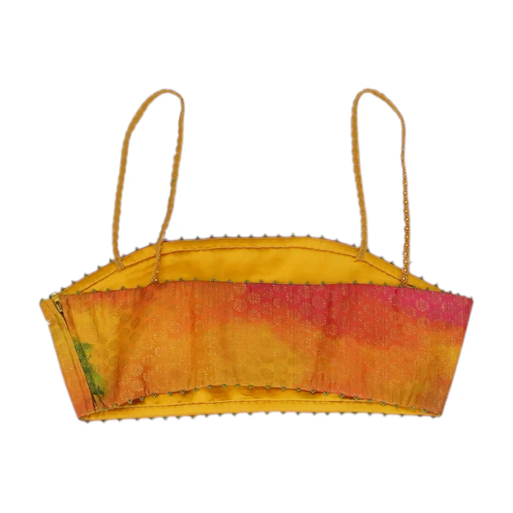 Yellow Graphic Cropped Blouse - Image 2