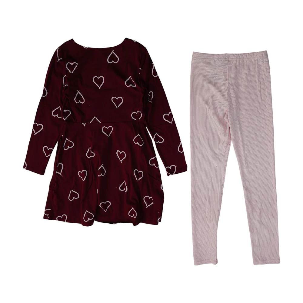 Maroon Hearts Long Sleeve Set - Image 2