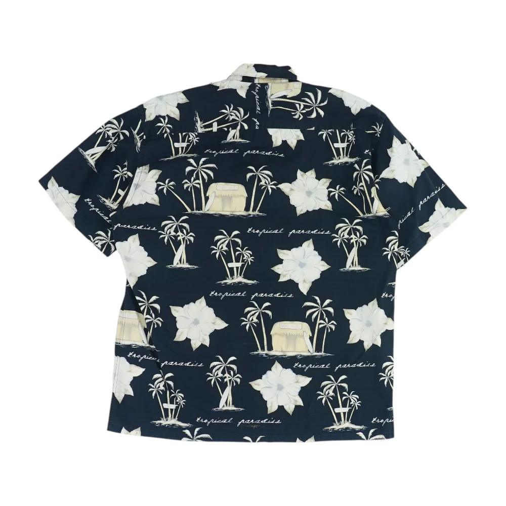 Vintage Navy Graphic Short Sleeve Button Down - Image 2