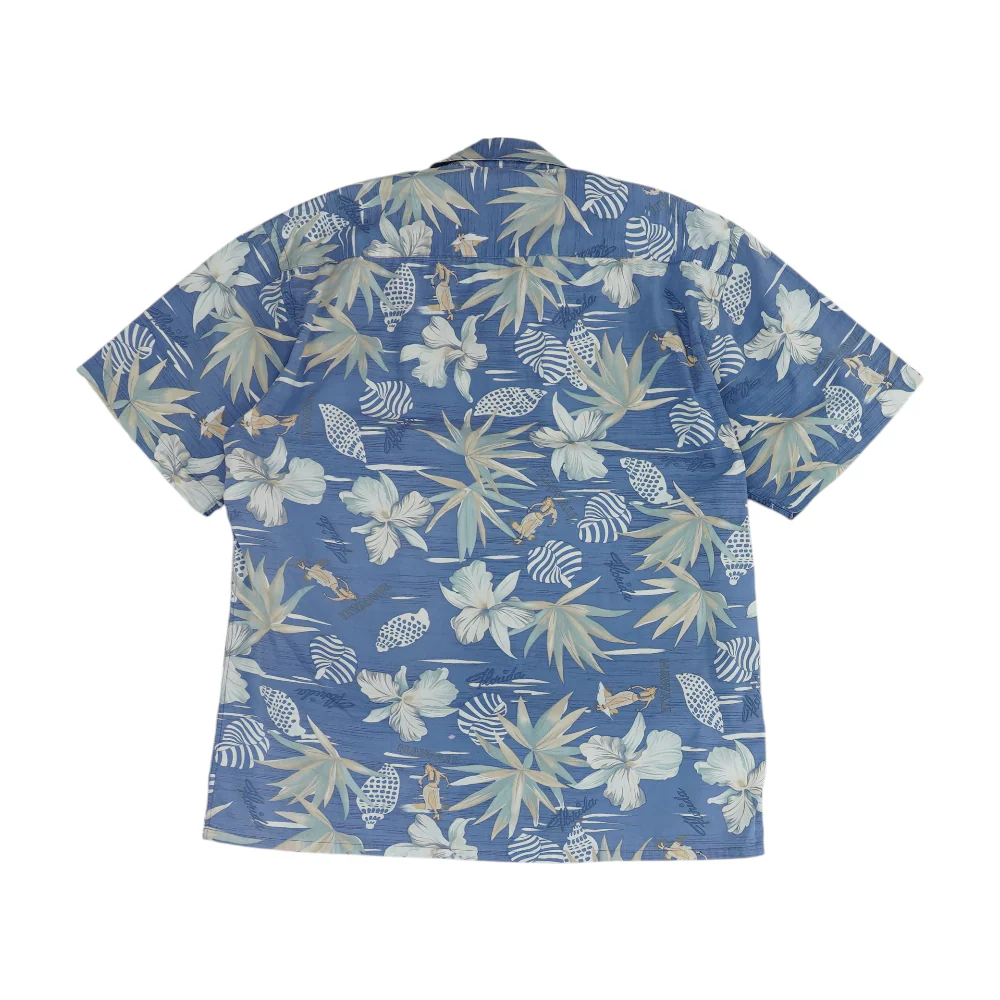 Vintage Blue Graphic Short Sleeve Button Down - Image 2