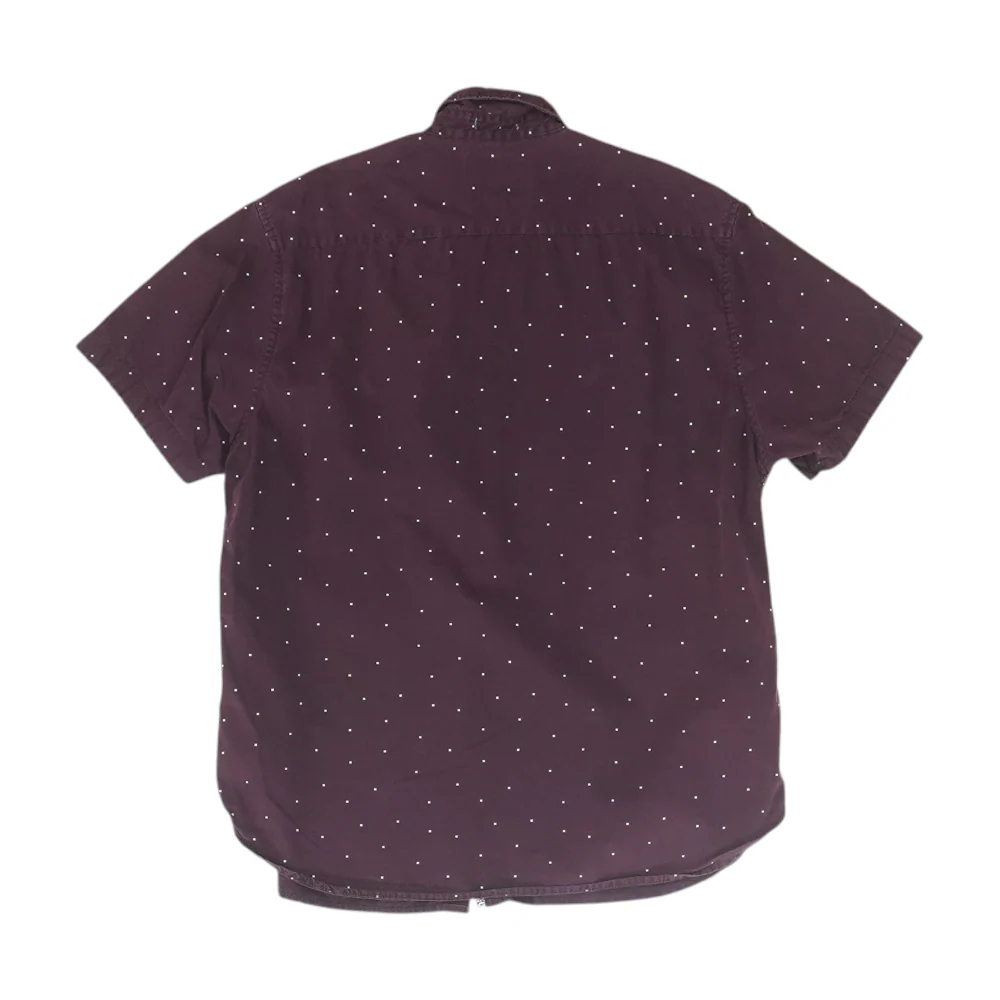 Burgundy Polka Dot Short Sleeve Button Down - Image 2