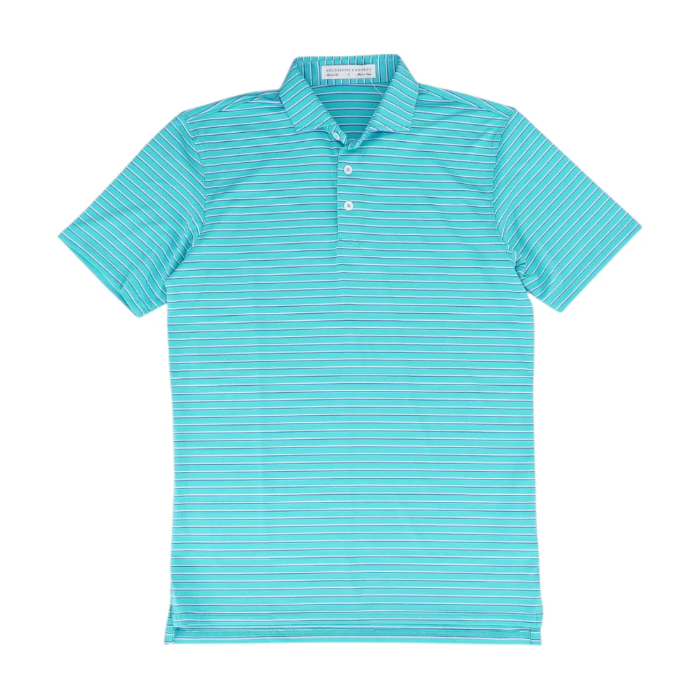 Green Striped Short Sleeve Polo