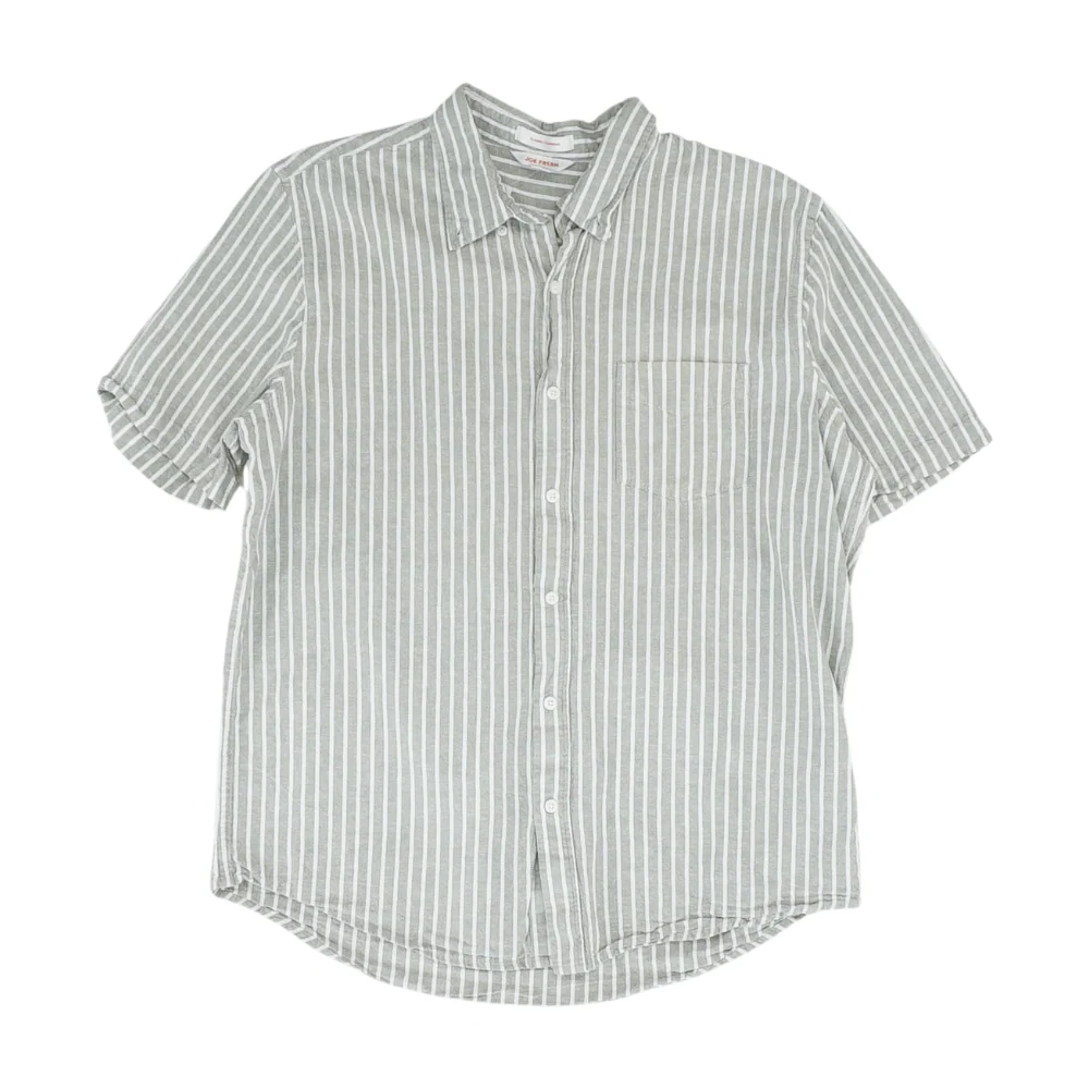 Green Striped Short Sleeve Button Down