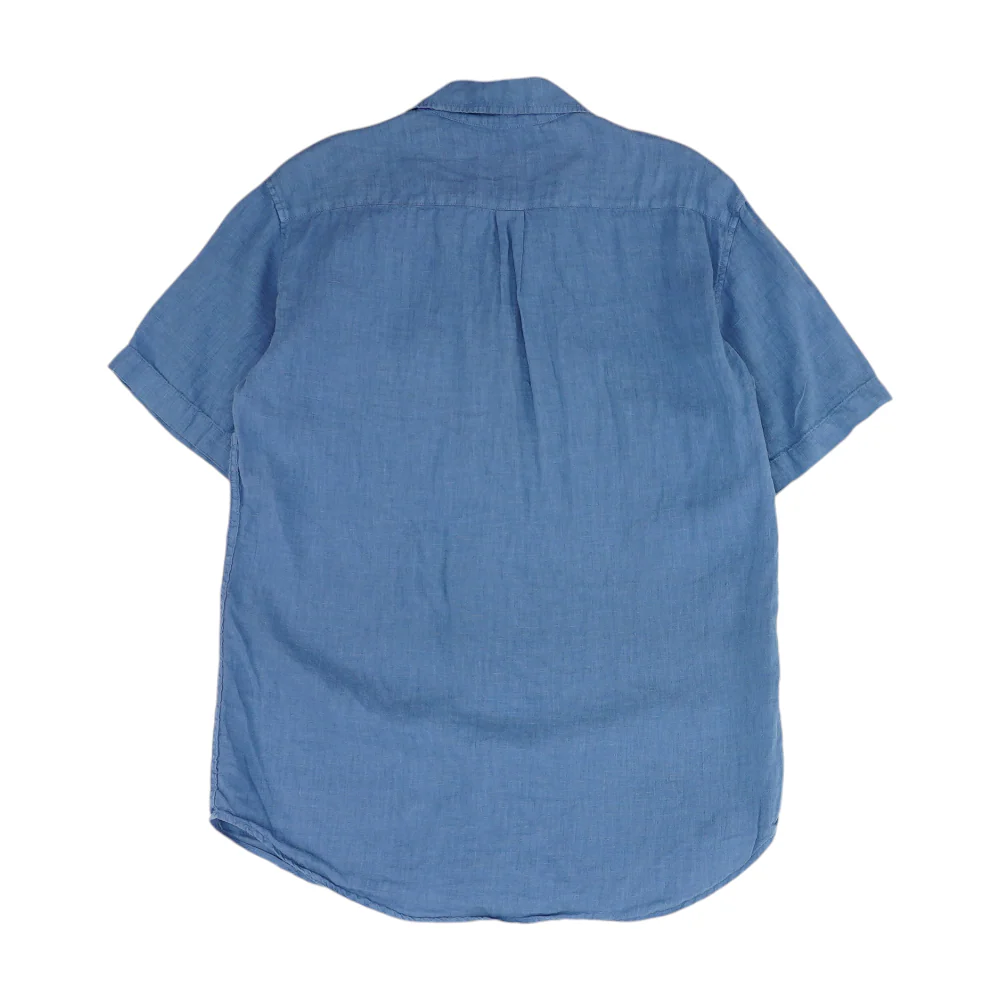 Blue Solid Short Sleeve Button Down - Image 2
