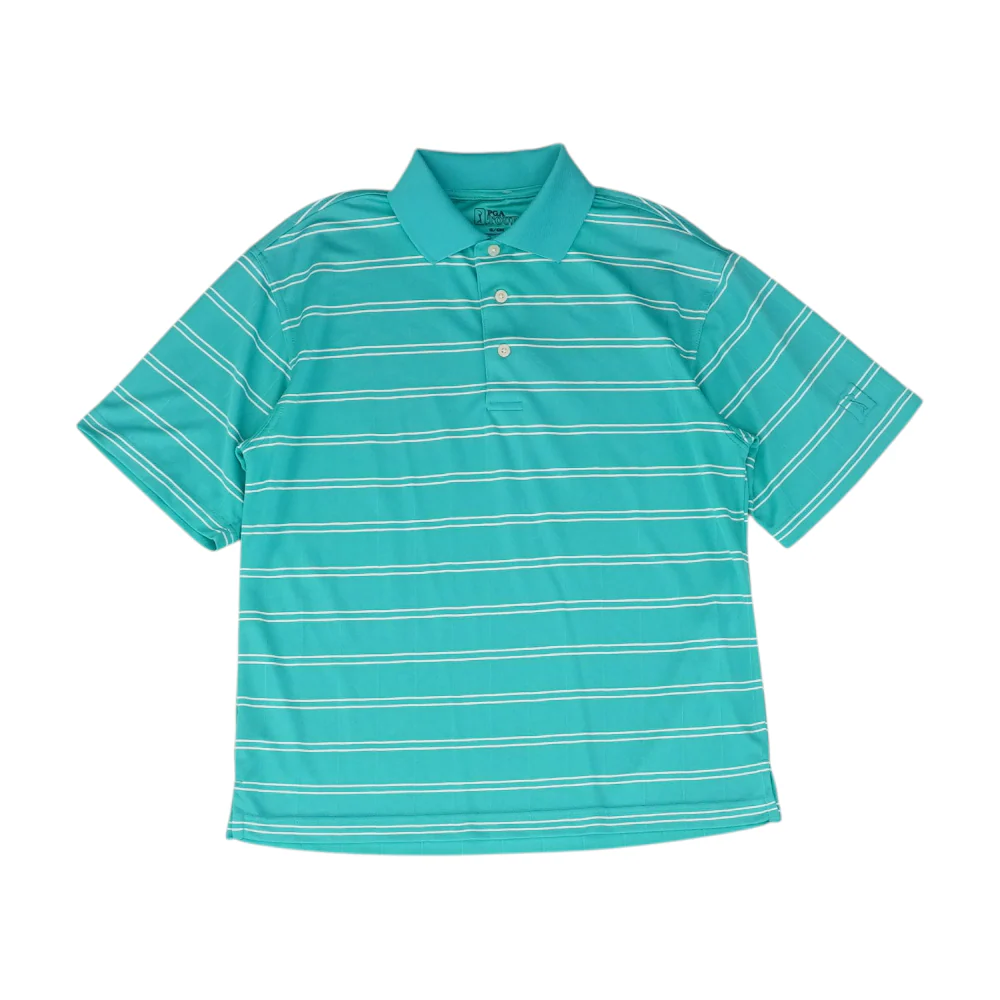 Turquoise Striped Short Sleeve Polo