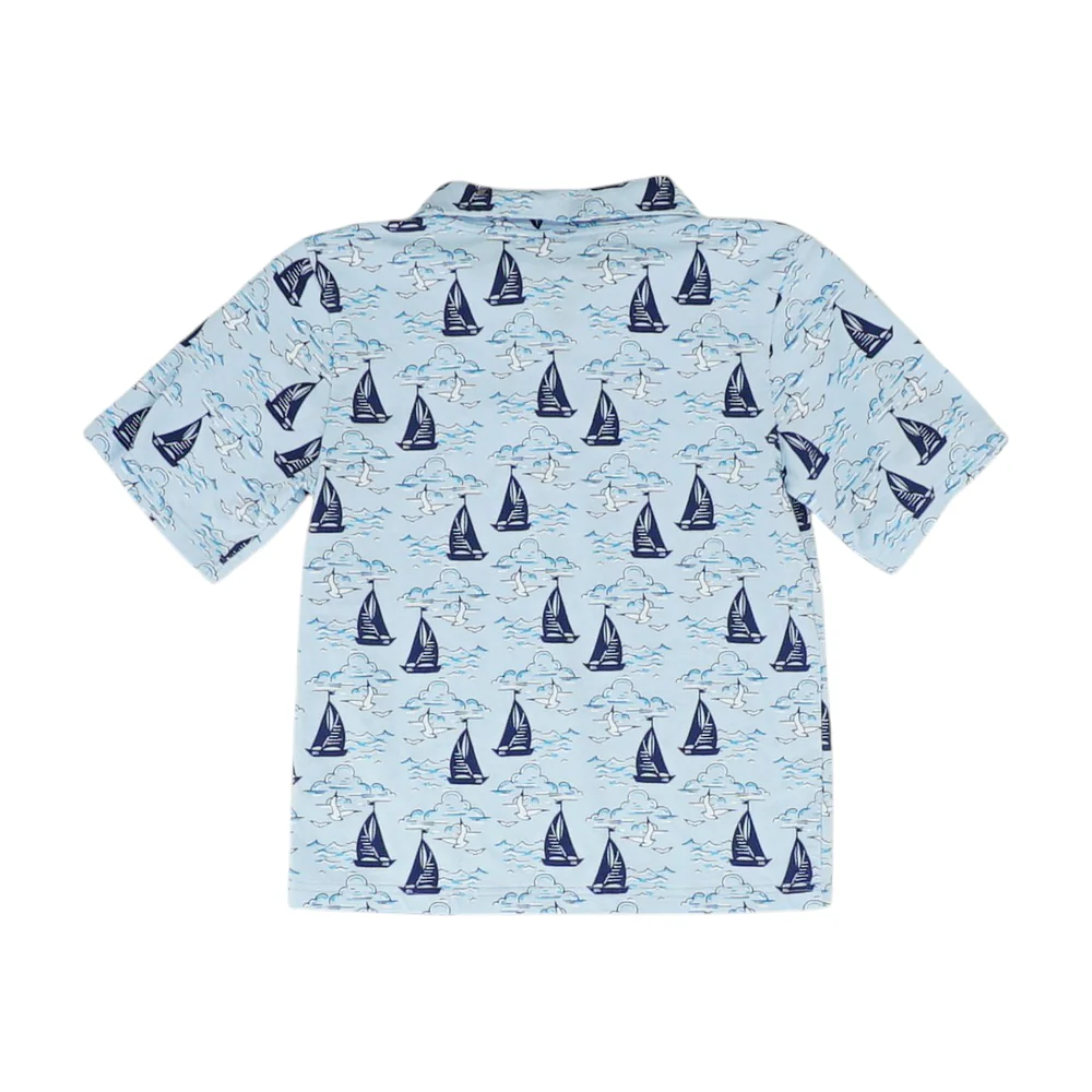 Blue Print Short Sleeve Polo - Image 2