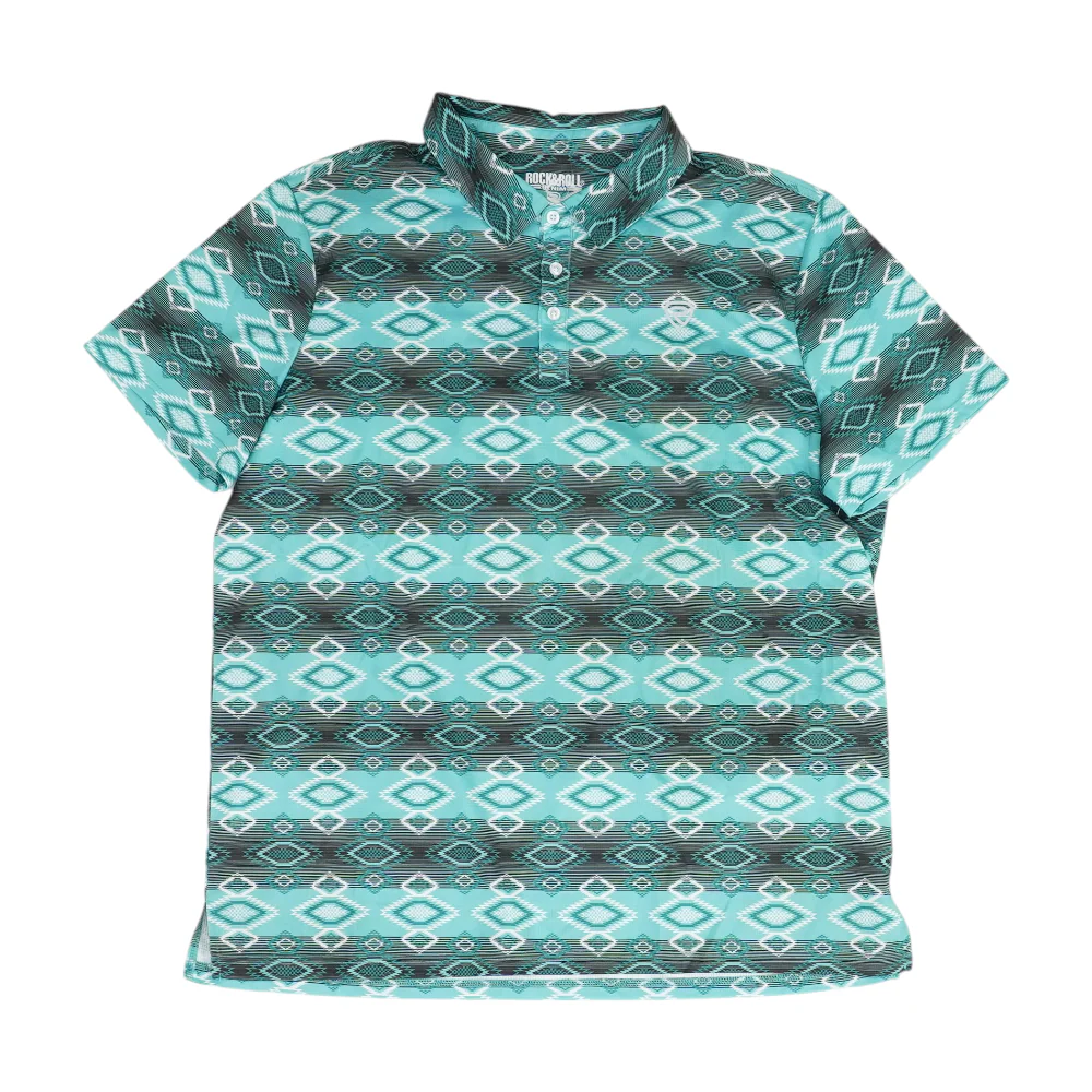 Blue Striped Short Sleeve Polo