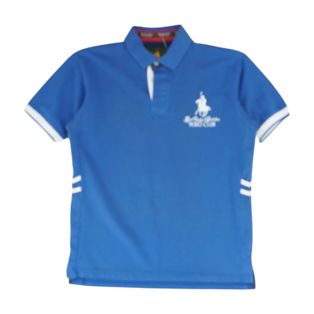 Blue Solid Short Sleeve Polo