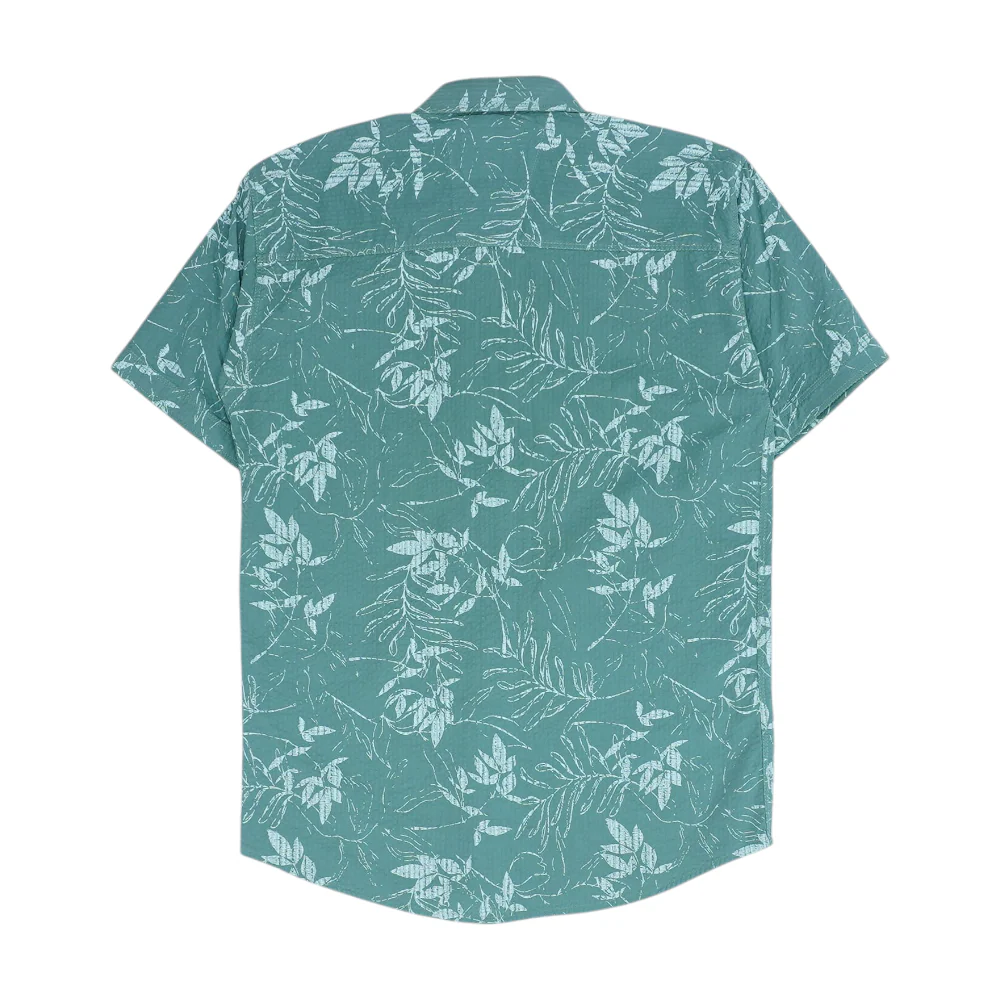 Green Floral Short Sleeve Button Down - Image 2