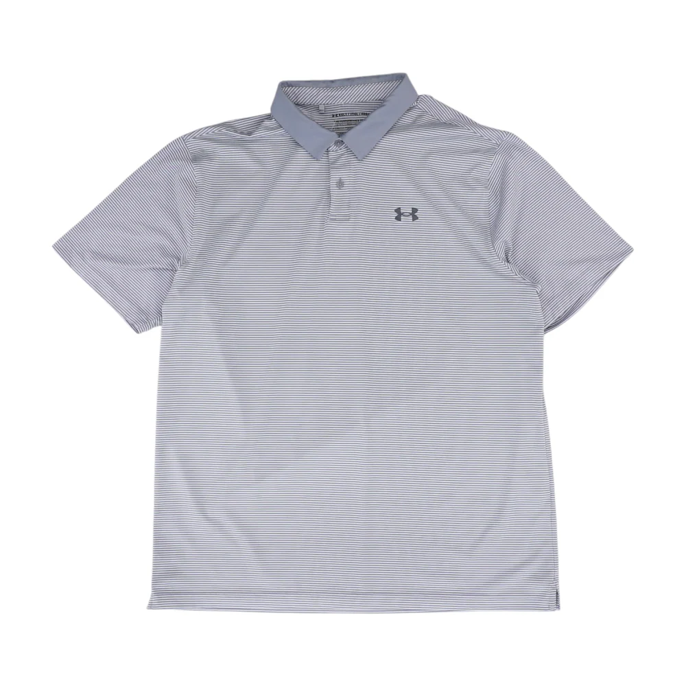 Gray Tall Striped Short Sleeve Polo