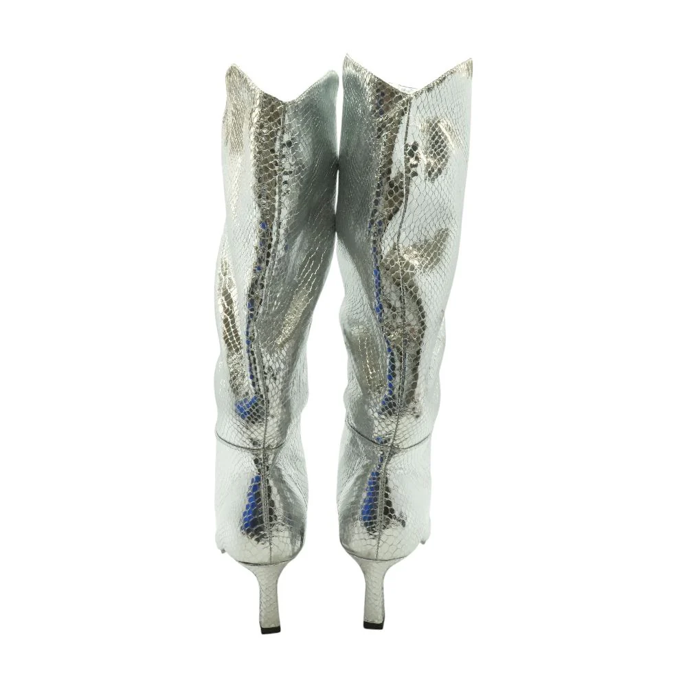 Silver Knee High Boots - Image 2