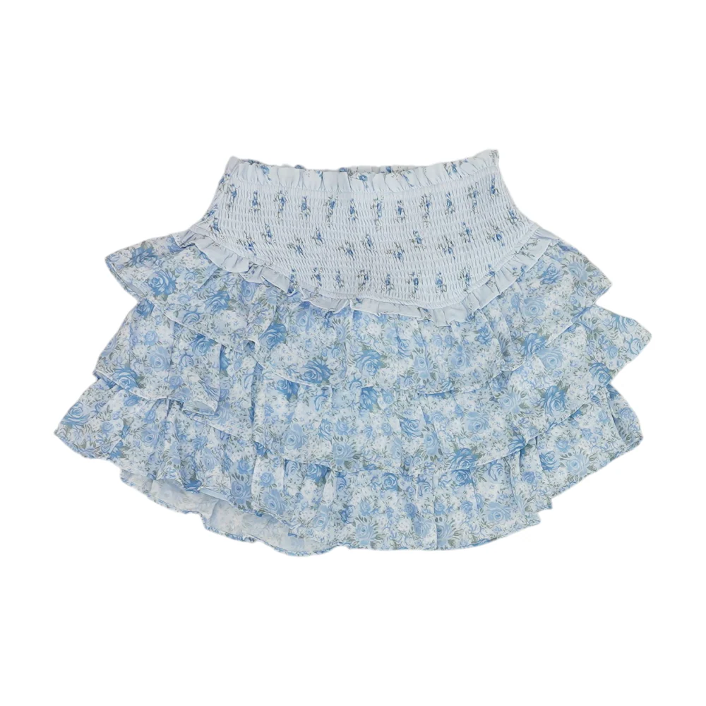 Blue Floral Mini Skirt