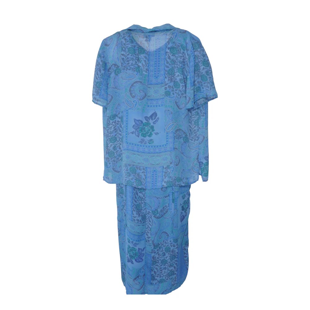 Vintage Blue Print Dress Set - Image 2