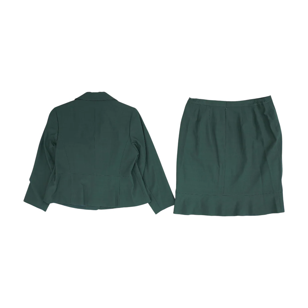 Olive Solid Skirt Suit Set - Image 2