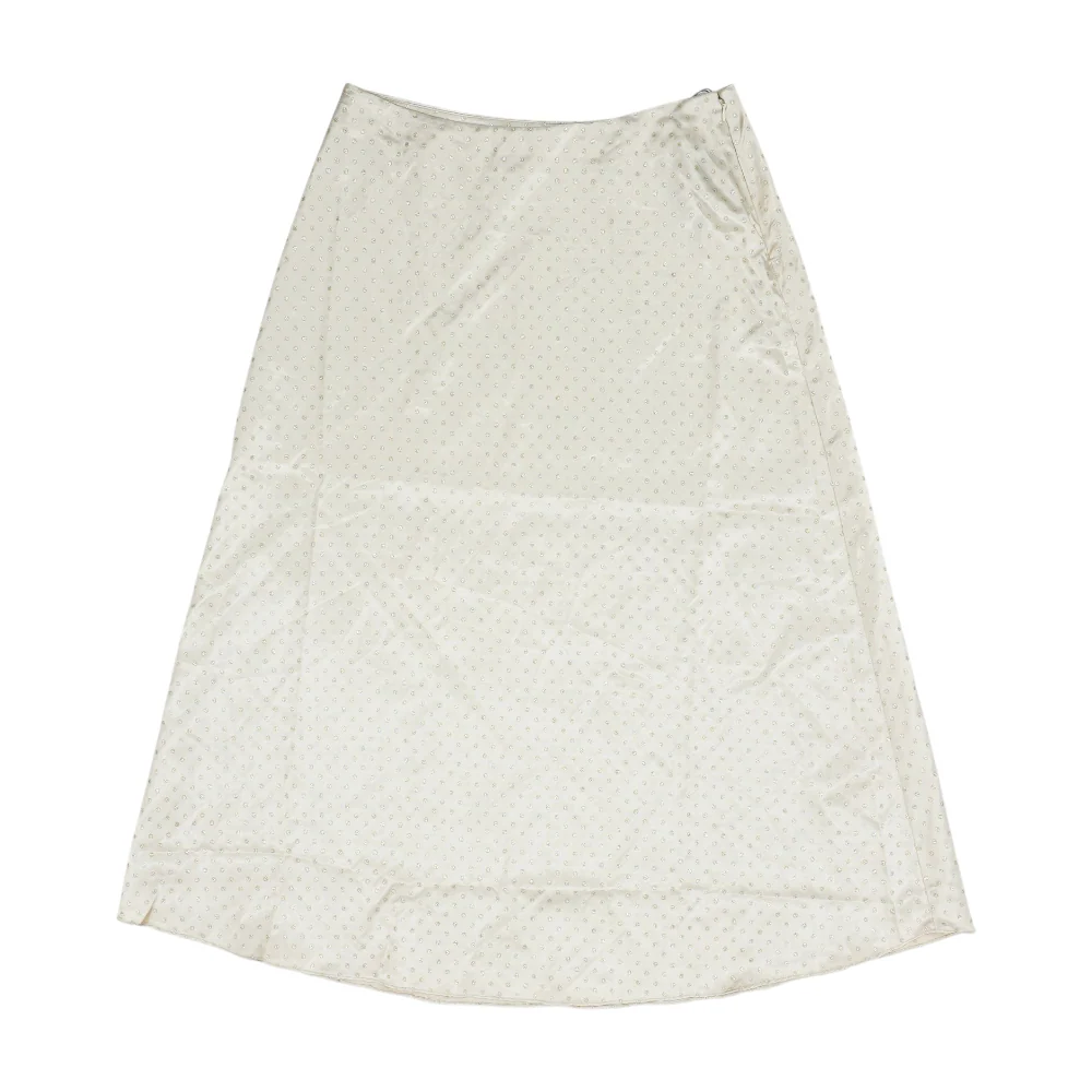 Beige Polka Dot Midi Skirt