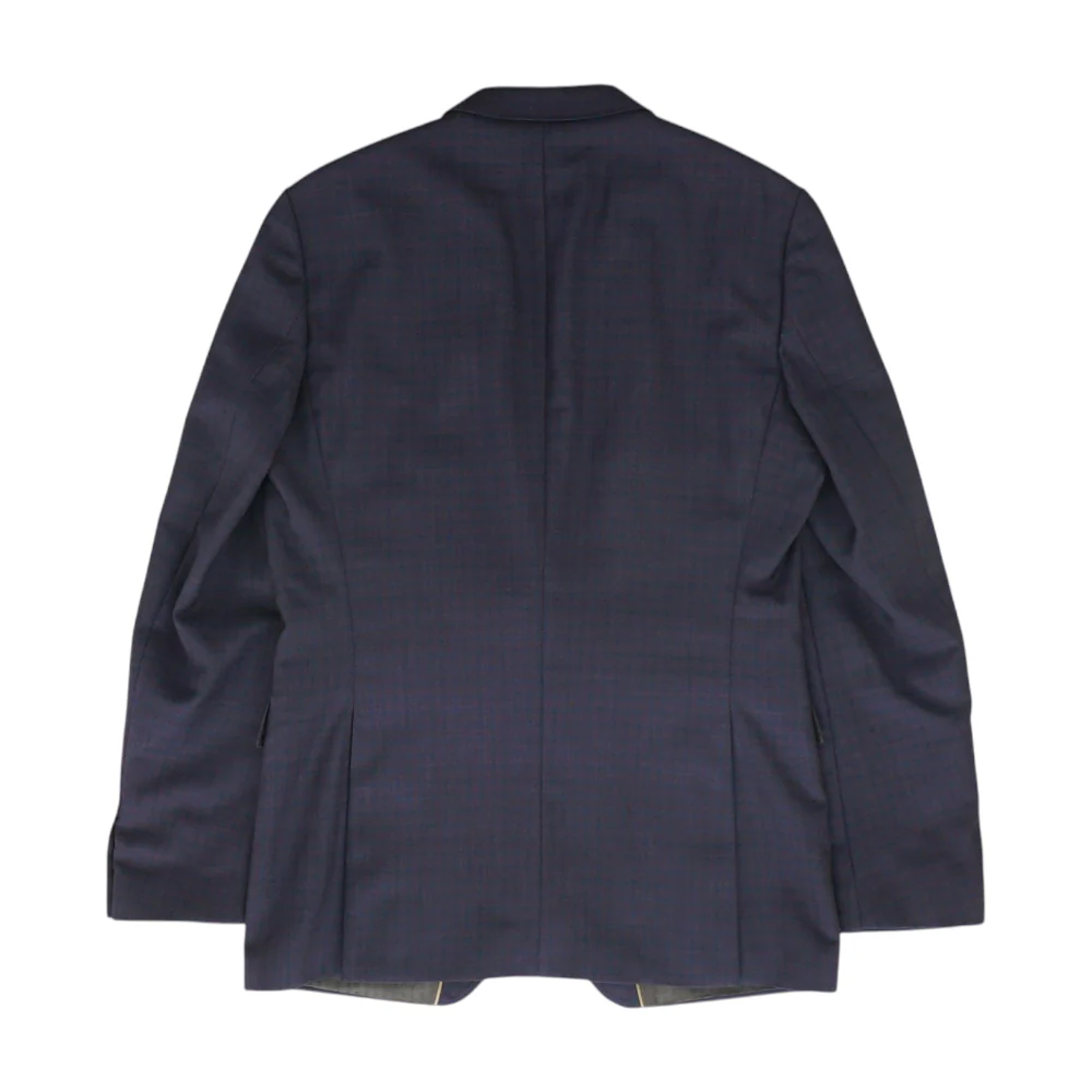 Navy Long Plaid Sport Coat - Image 2
