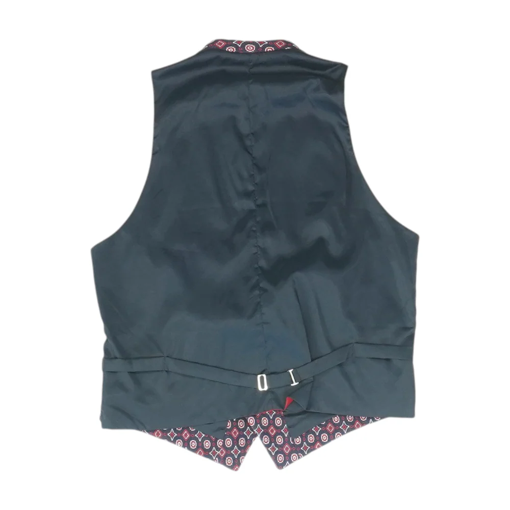 Navy Geometric Suit Vest - Image 2
