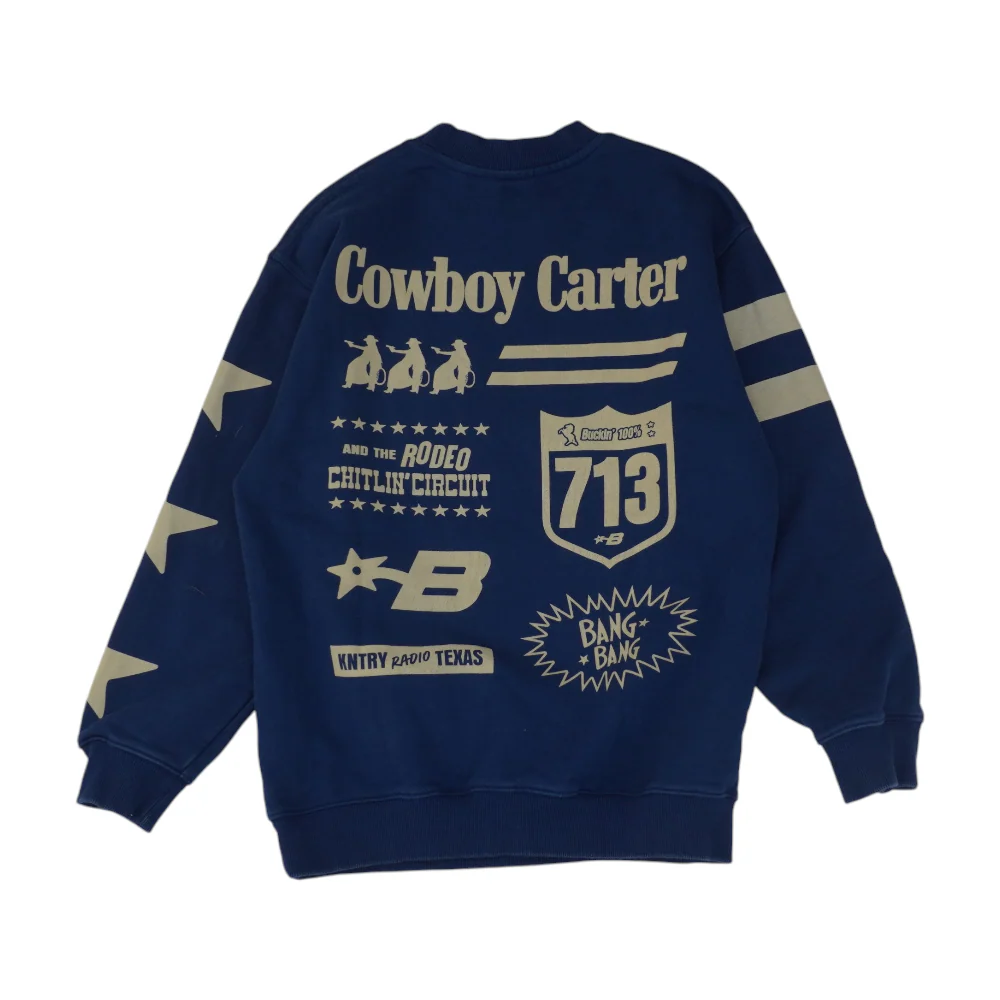 Blue Solid Sweatshirt Pullover - Image 2