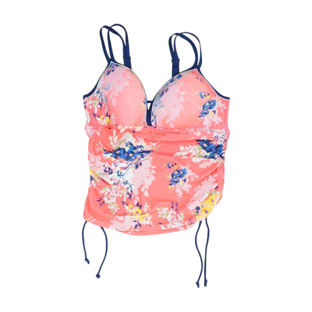 Coral Floral Swim Top