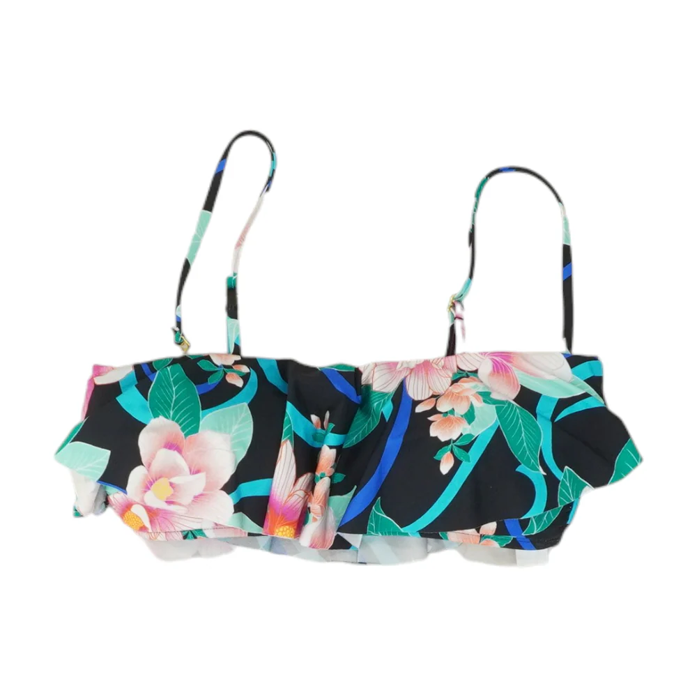 Black Floral Swim Top