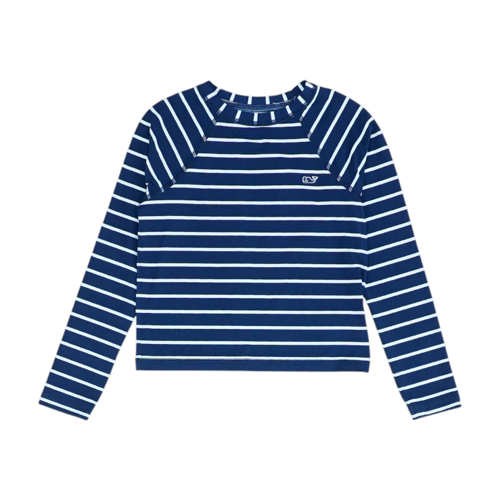 Navy Striped Swim Top